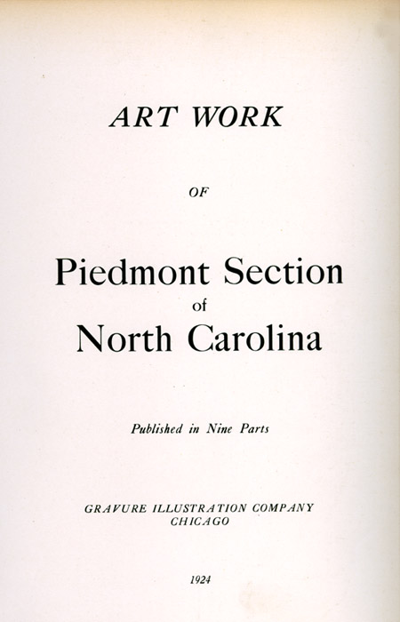 Title Page of Art Work of Piedmont Section of North Carolina